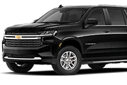 Front view of a black Chevrolet Suburban luxury SUV